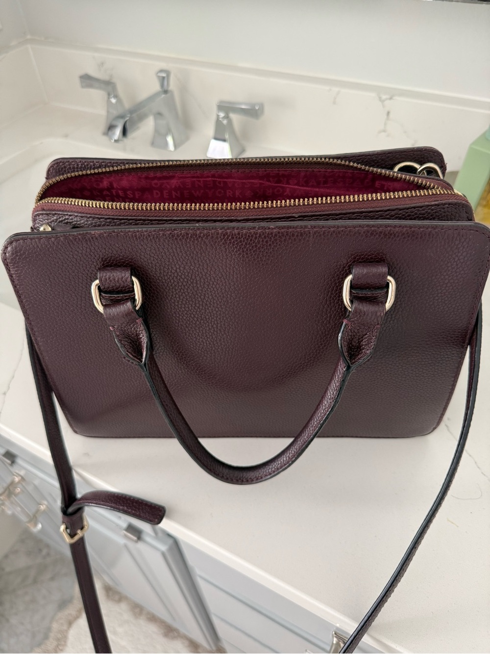 Kate Spade Mulberry Street Lise Satchel Cherrywood Leather - Picture 12 of 14